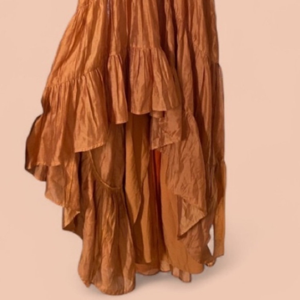 ASOS Elegant Bronze Orange Hi-Low Halter Dress - Picture 7 of 7